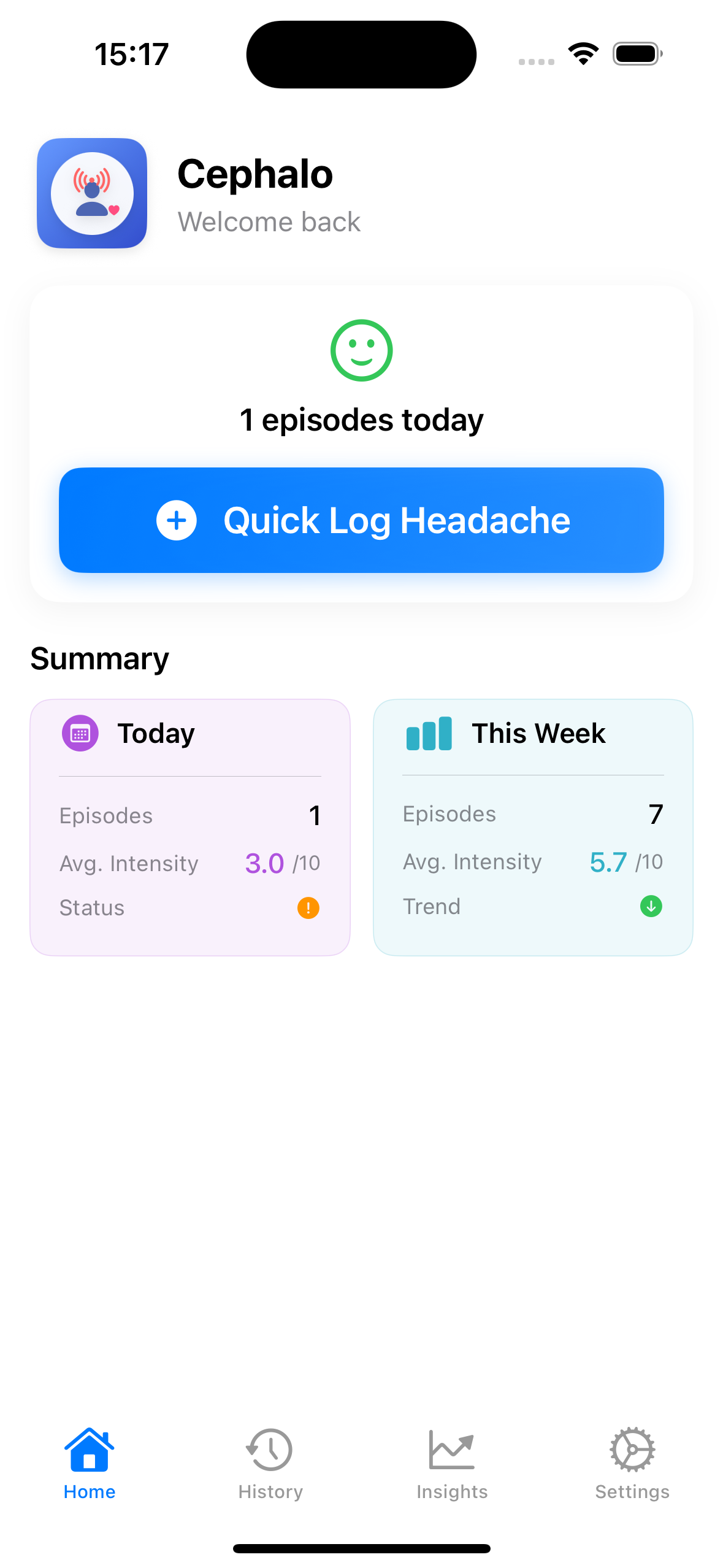 Cephalo Home Screen